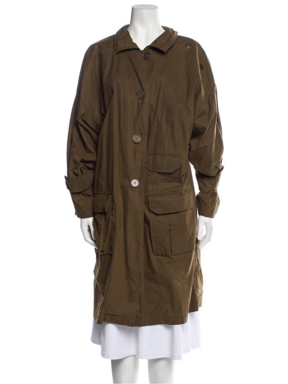 Acne Studios Olive Utility Trench Coat Pink Accents Xl Rare Euc